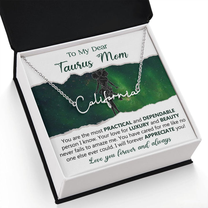 Taurus Mom Personalized Name Necklace Gift
