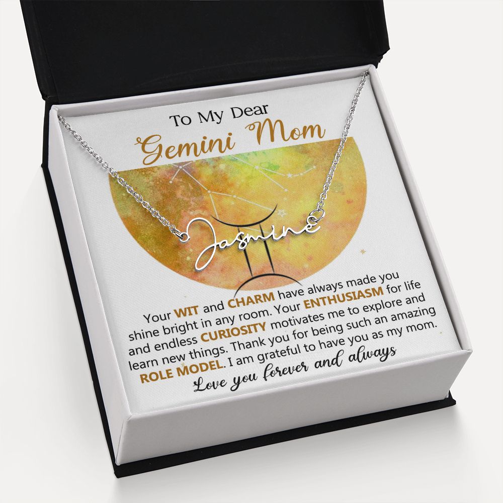 Gemini Mom Custom Name Necklace Gift