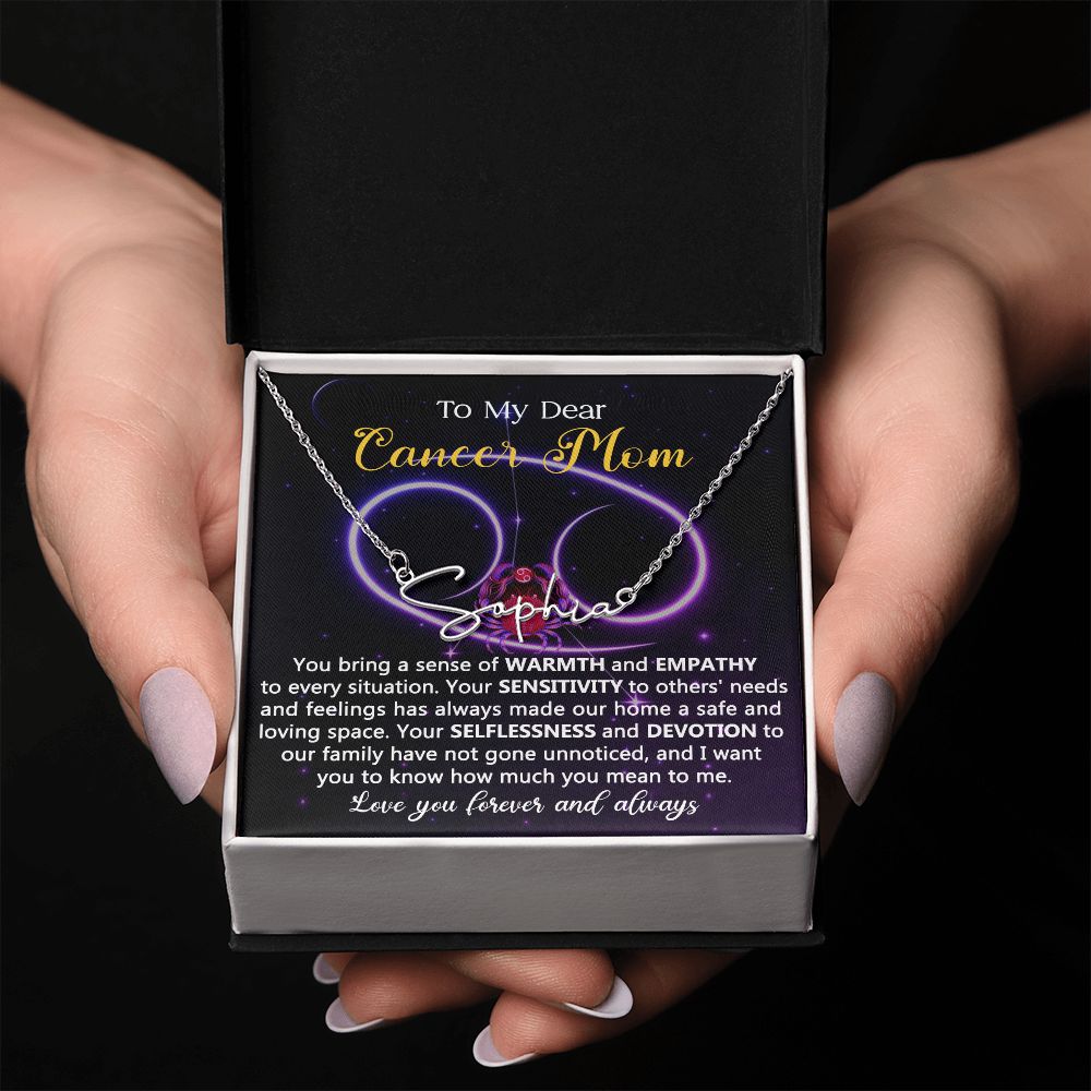Cancer Mom Personalized Name Necklace Gift