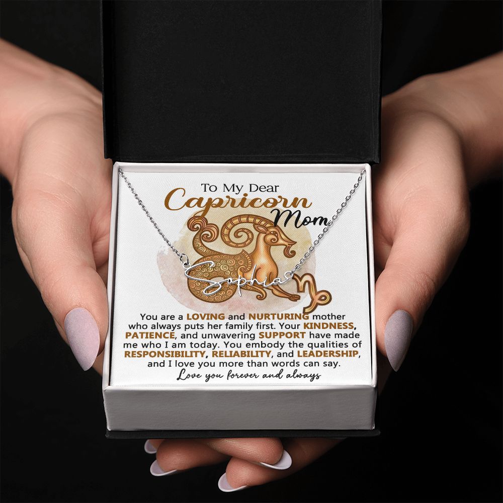Capricorn Mom Personalized Name Necklace Gift