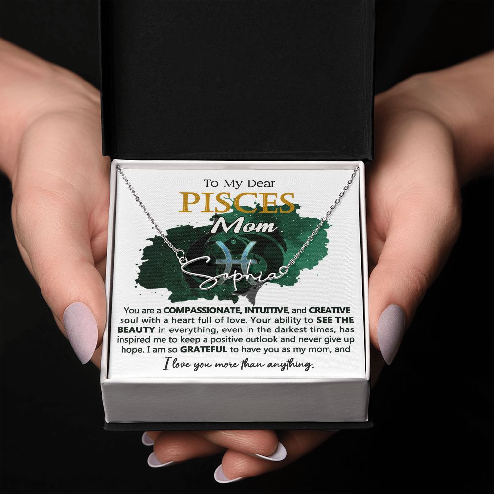 Pisces Mom Custom Name Necklace Gift