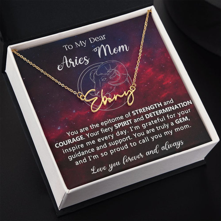 Personalized Aries Mom Name Necklace Gift
