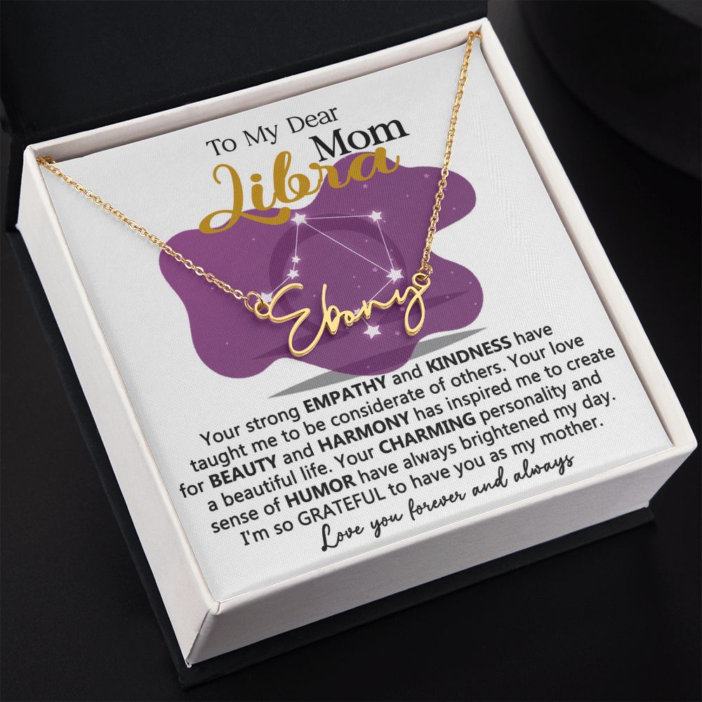 Libra Mom Name Necklace with Heartfelt Message