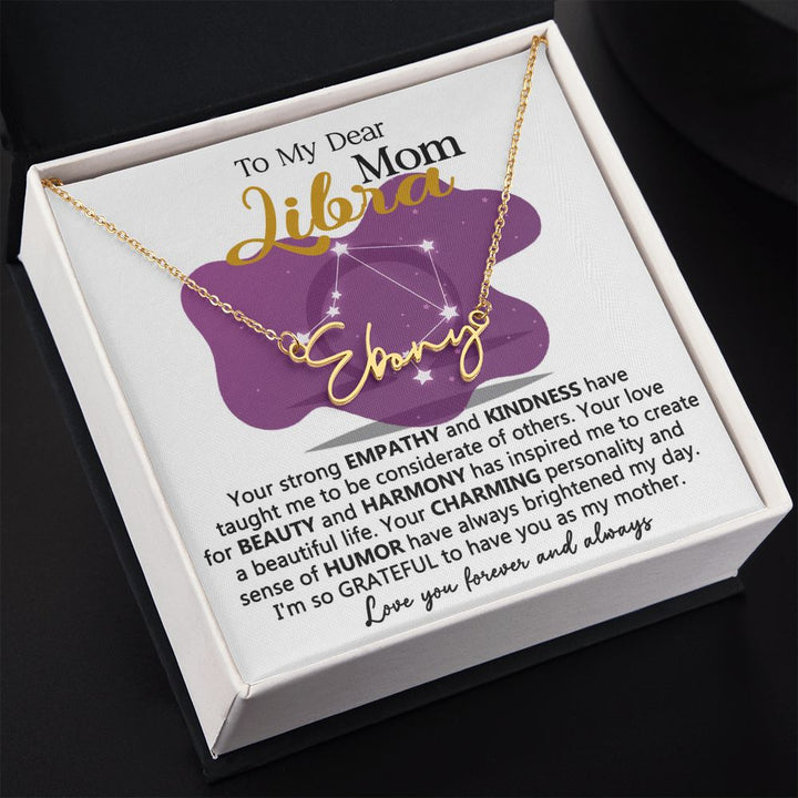 Libra Mom Name Necklace with Heartfelt Message