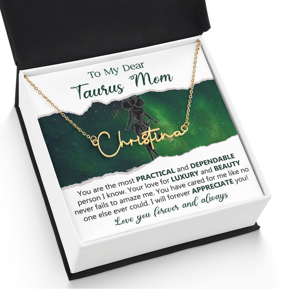 Taurus Mom Personalized Name Necklace Gift