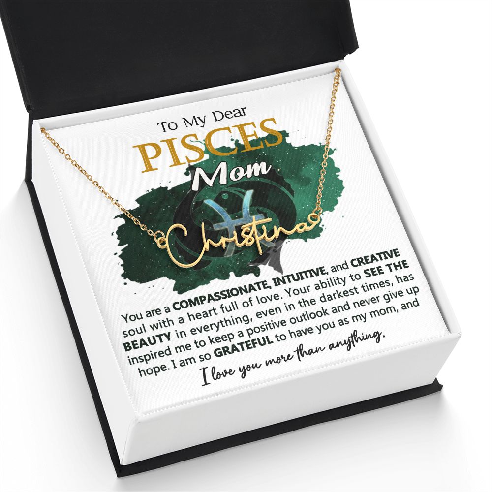 Pisces Mom Custom Name Necklace Gift