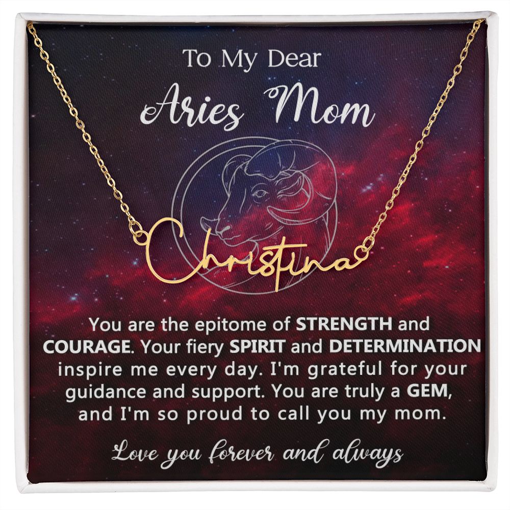 Personalized Aries Mom Name Necklace Gift