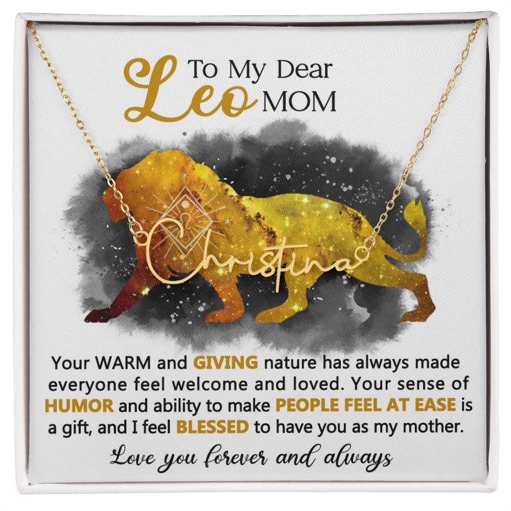 Leo Mom Custom Name Necklace Gift