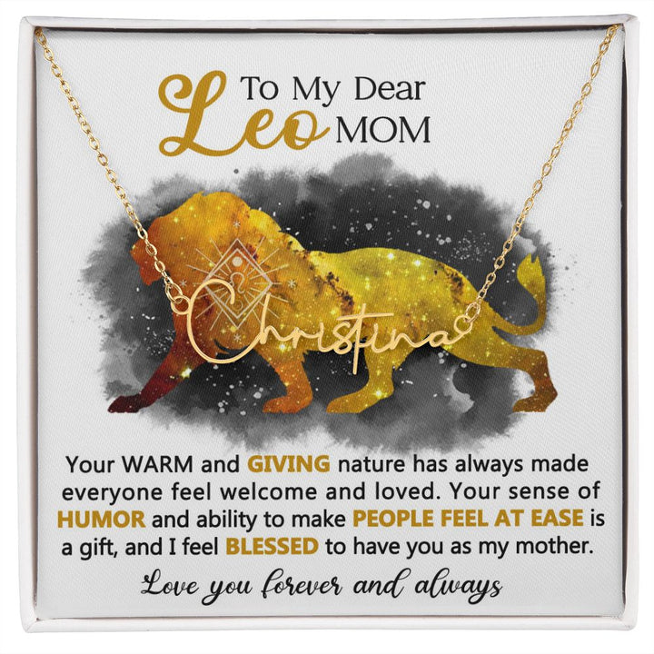 Leo Mom Custom Name Necklace Gift