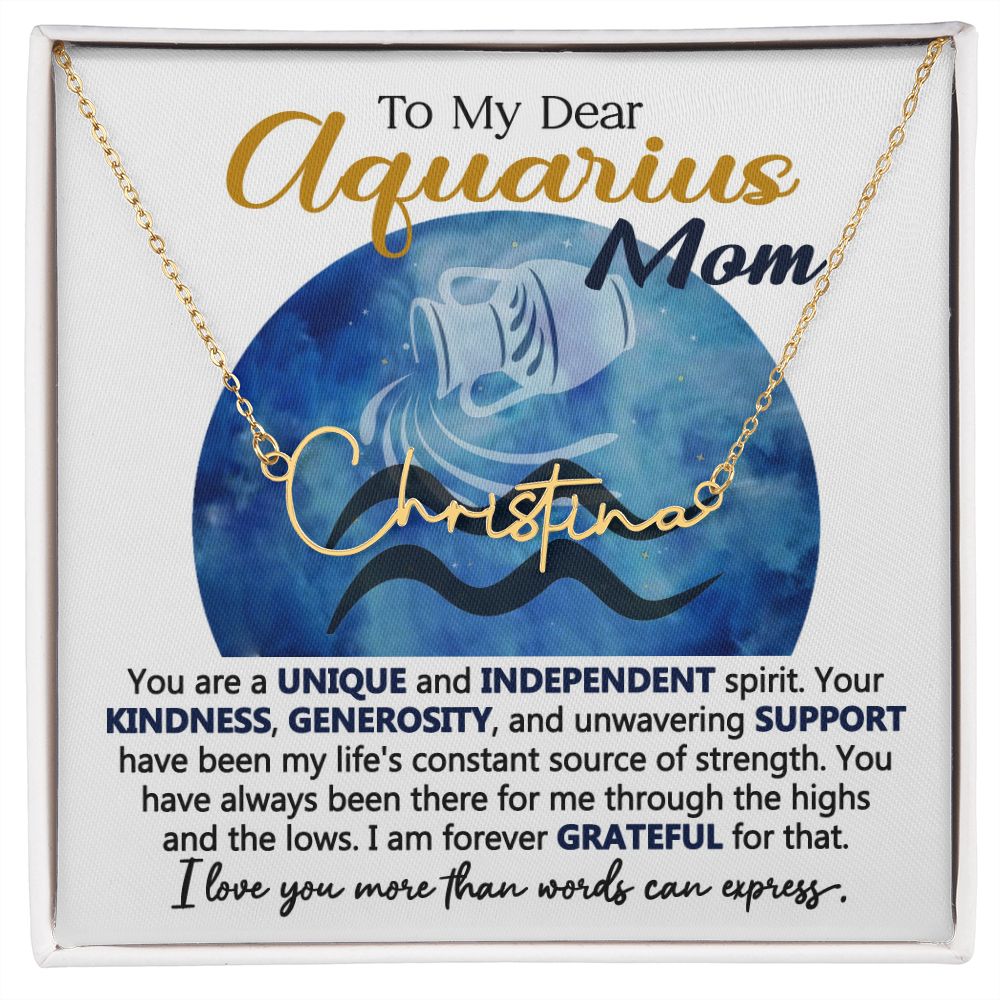 Aquarius Mom Custom Name Necklace Gift