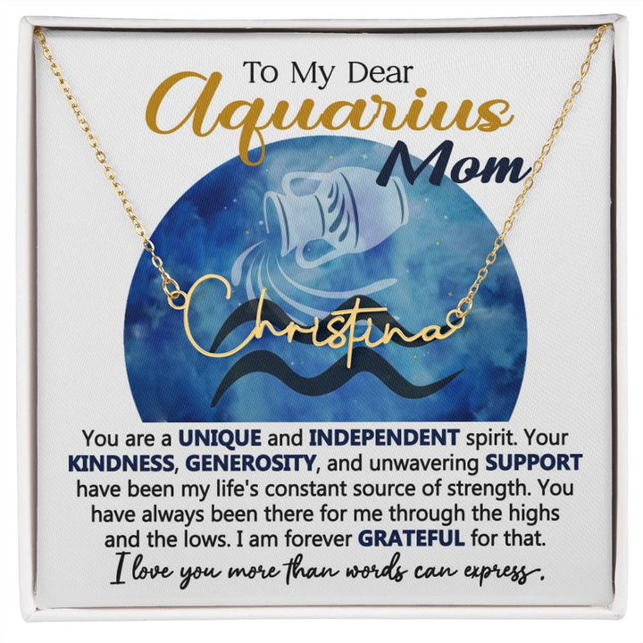 Aquarius Mom Custom Name Necklace Gift