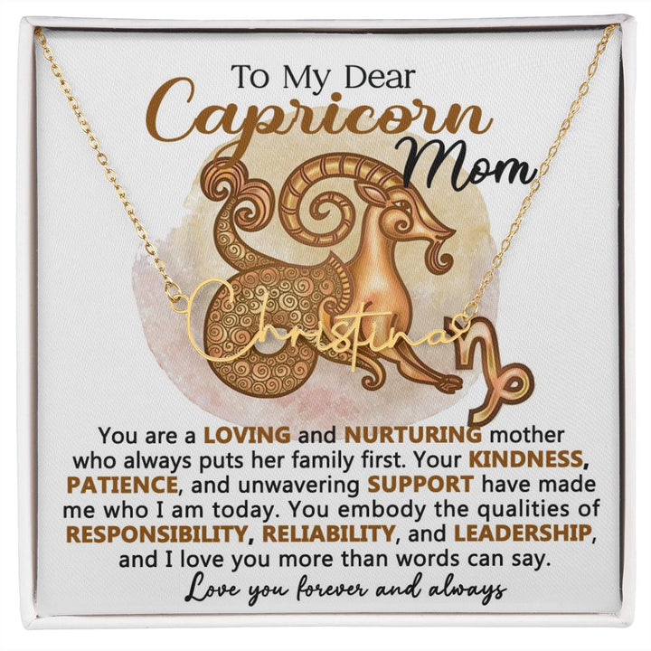 Capricorn Mom Personalized Name Necklace Gift
