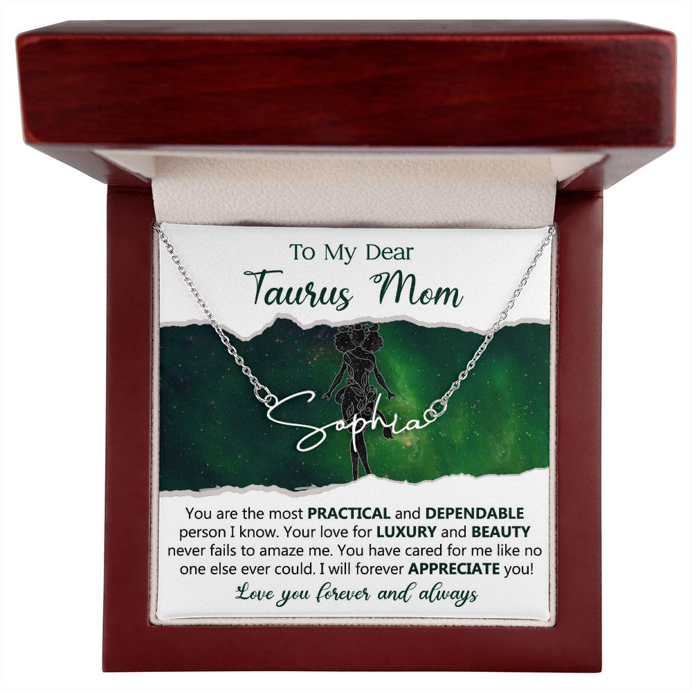 Taurus Mom Personalized Name Necklace Gift