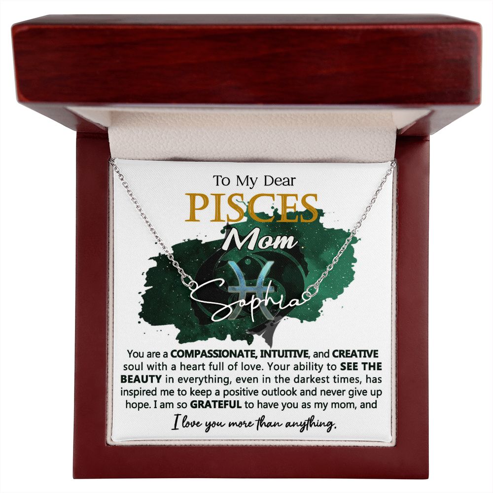 Pisces Mom Custom Name Necklace Gift