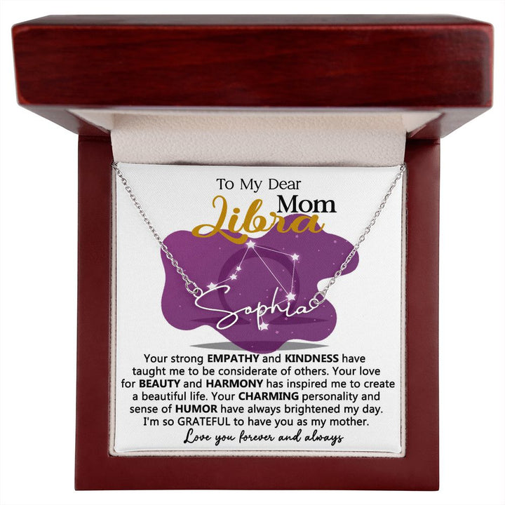Libra Mom Name Necklace with Heartfelt Message