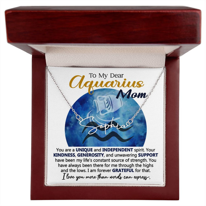 Aquarius Mom Custom Name Necklace Gift
