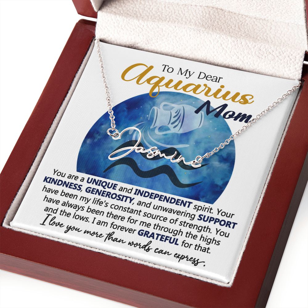 Aquarius Mom Custom Name Necklace Gift