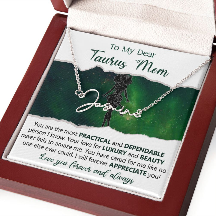 Taurus Mom Personalized Name Necklace Gift