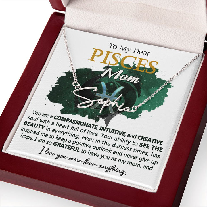 Pisces Mom Custom Name Necklace Gift