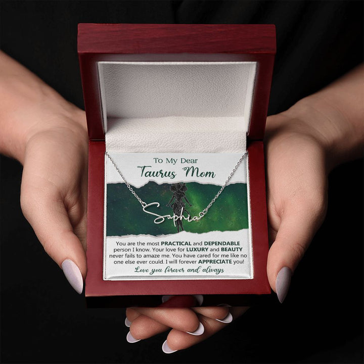 Taurus Mom Personalized Name Necklace Gift