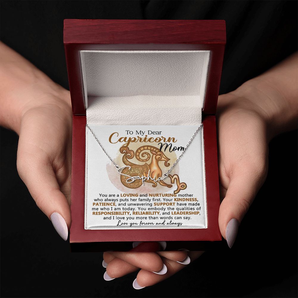 Capricorn Mom Personalized Name Necklace Gift