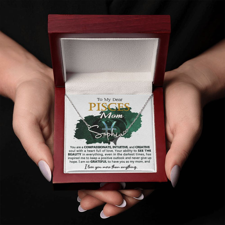 Pisces Mom Custom Name Necklace Gift