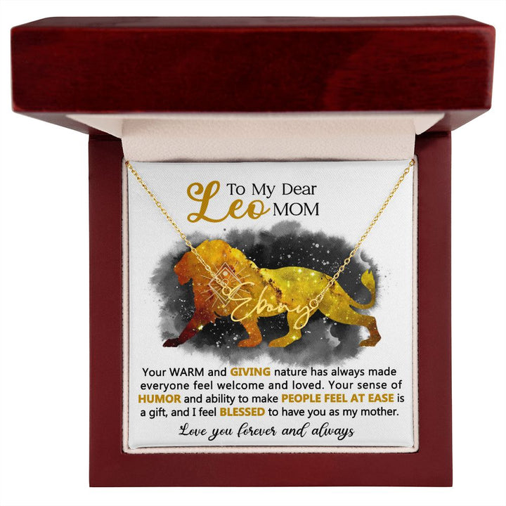 Leo Mom Custom Name Necklace Gift