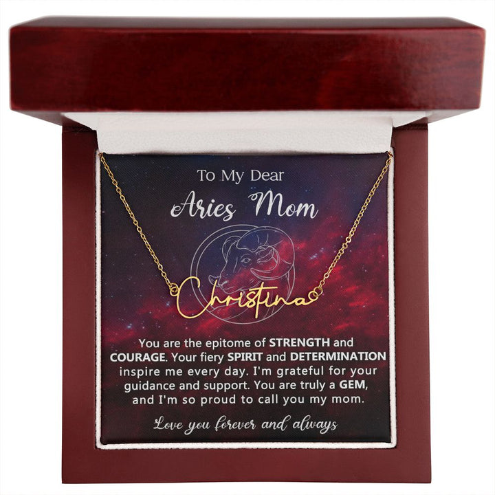 Personalized Aries Mom Name Necklace Gift