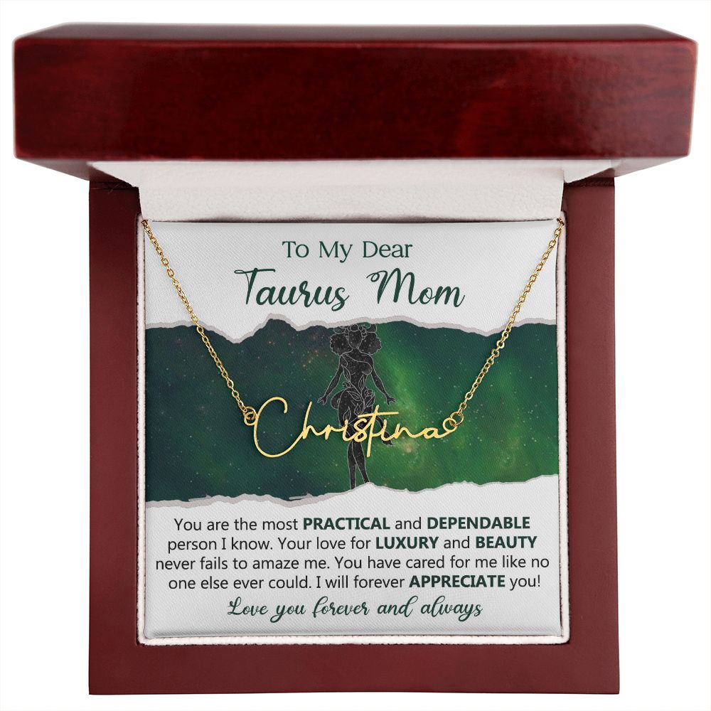 Taurus Mom Personalized Name Necklace Gift