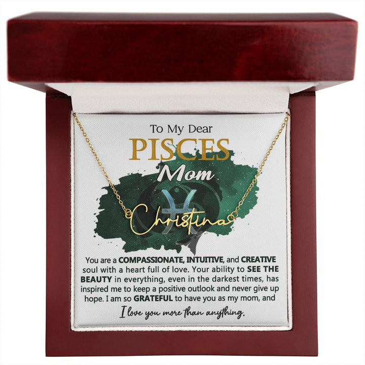 Pisces Mom Custom Name Necklace Gift