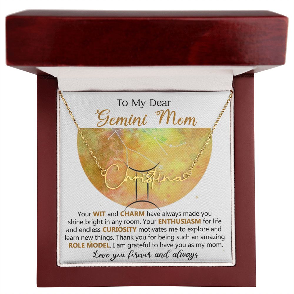 Gemini Mom Custom Name Necklace Gift