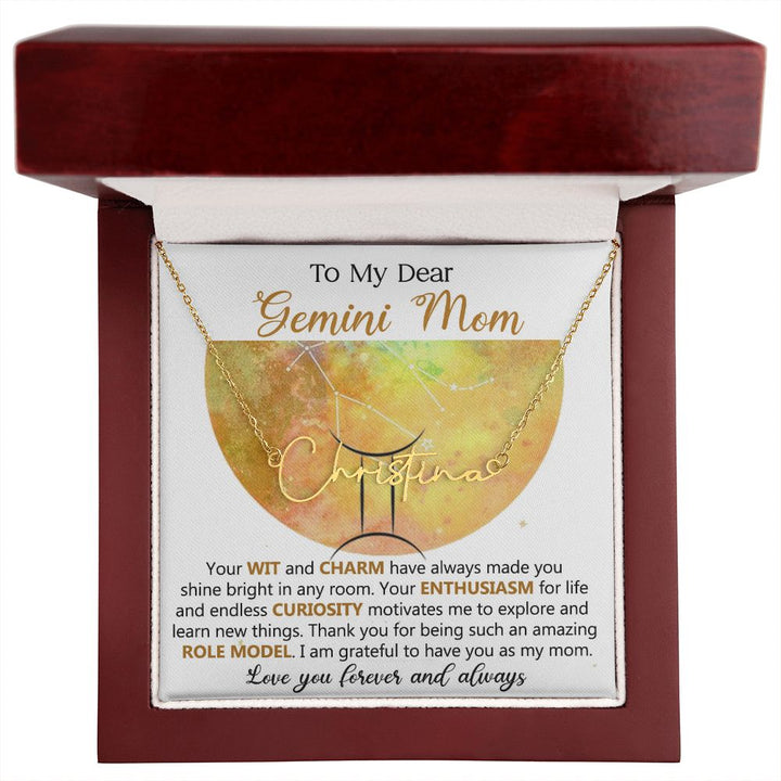 Gemini Mom Custom Name Necklace Gift