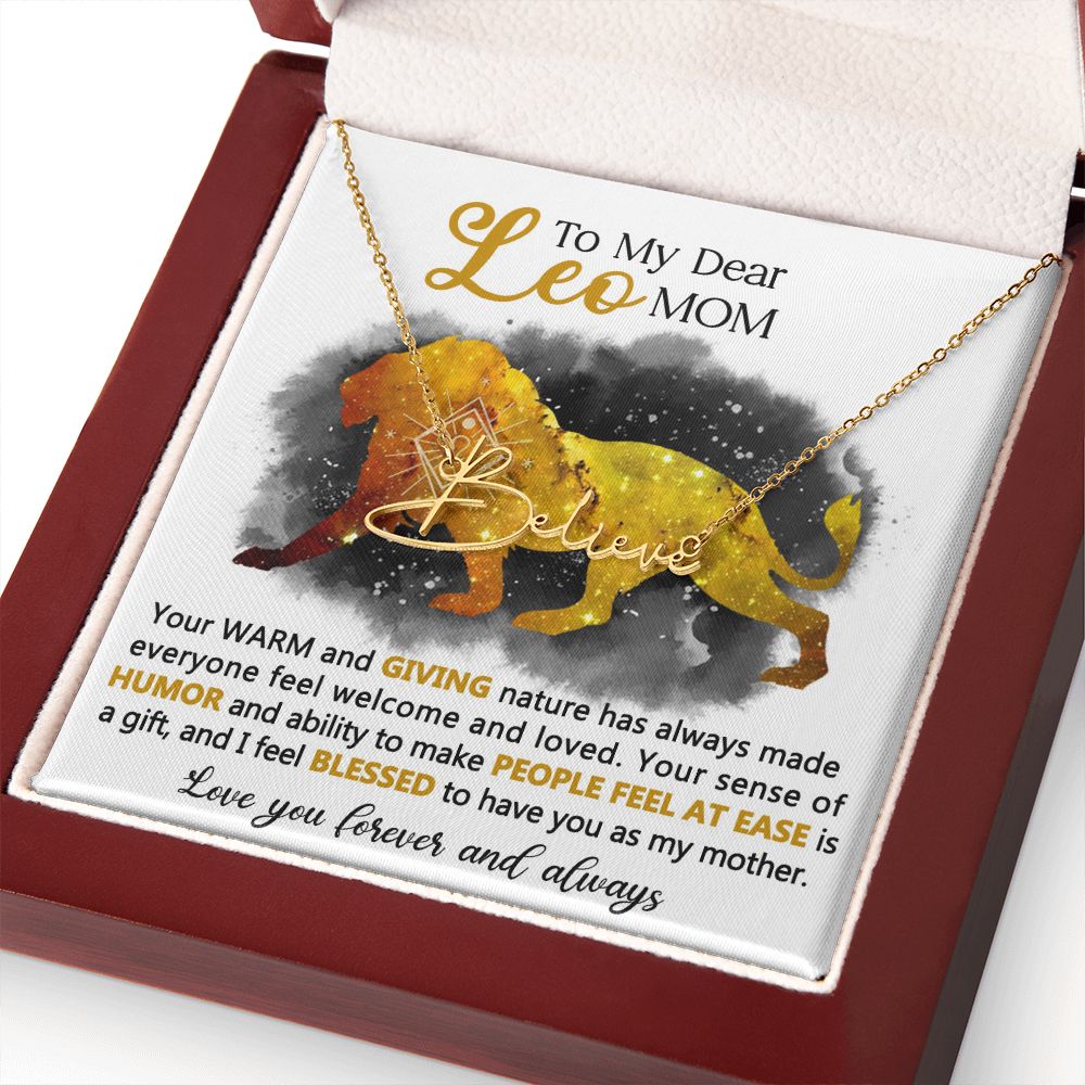 Leo Mom Custom Name Necklace Gift