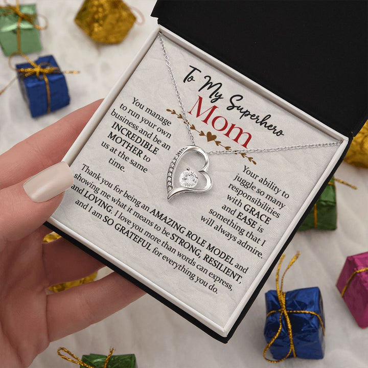 Superhero Mom Heart Necklace Gift