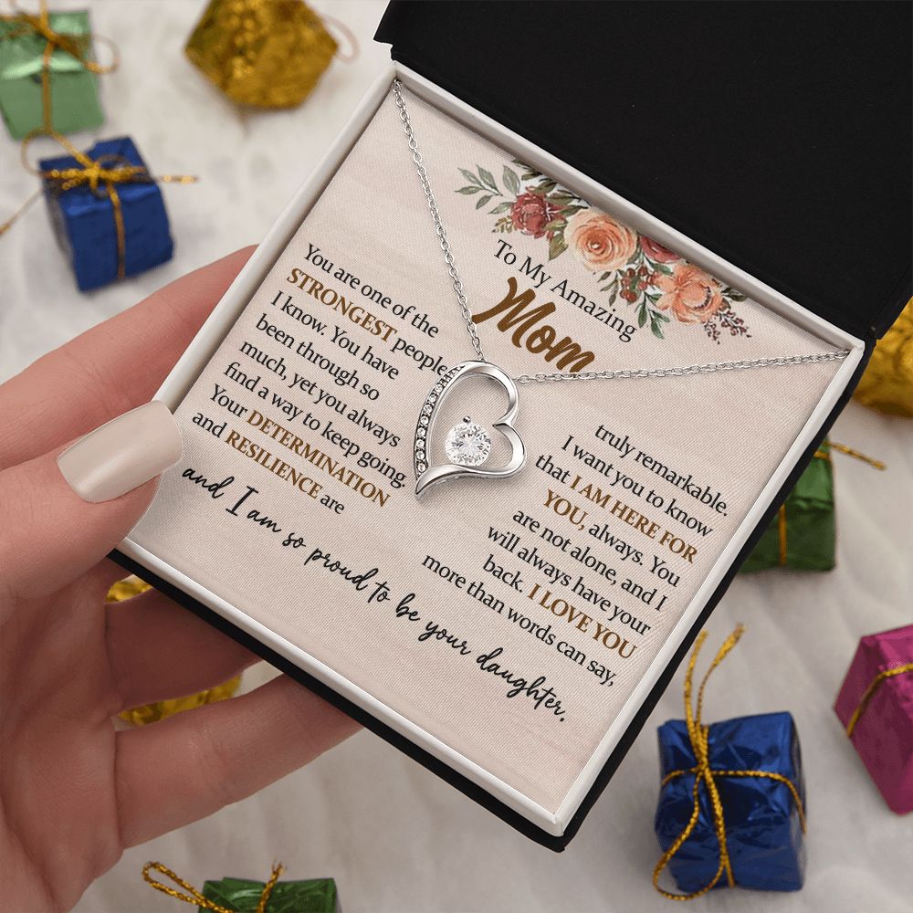 To My Amazing Mom Heart Necklace