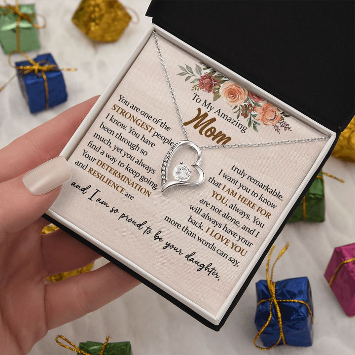 To My Amazing Mom Heart Necklace