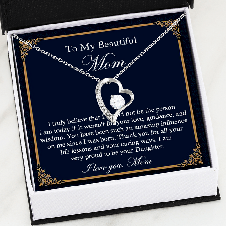 Heart Necklace Gift for Beautiful Mom