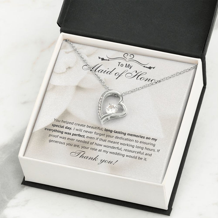 Maid of Honor Thank You Necklace from Bride