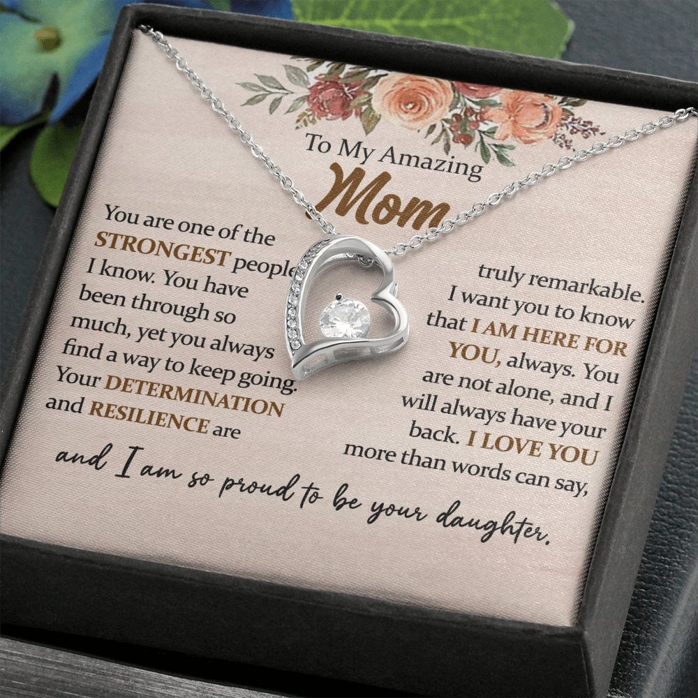 To My Amazing Mom Heart Necklace