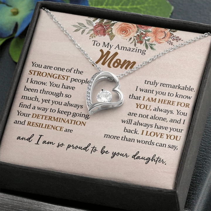 To My Amazing Mom Heart Necklace