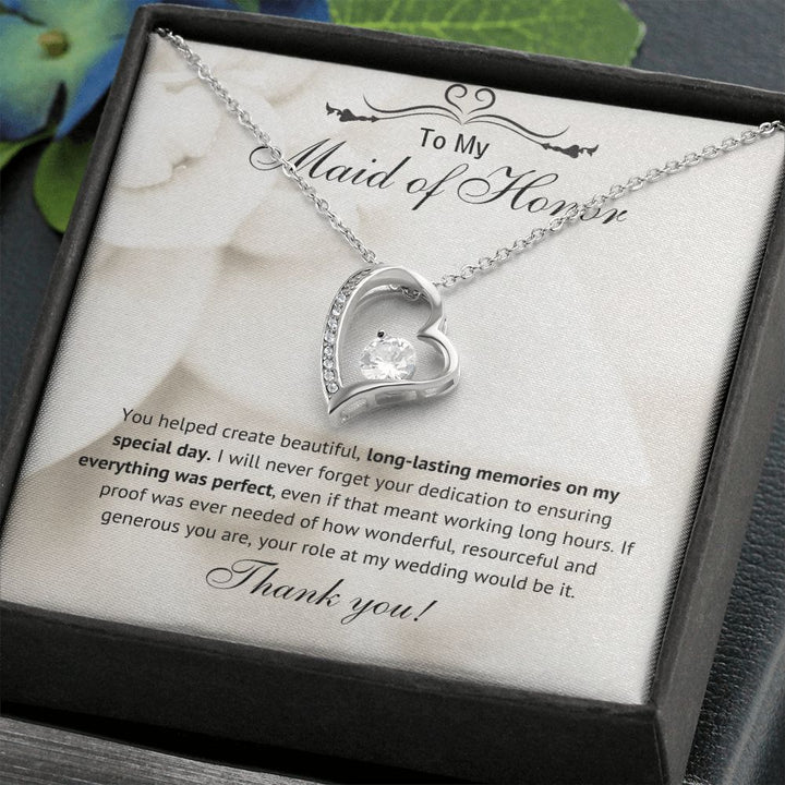 Maid of Honor Thank You Necklace from Bride