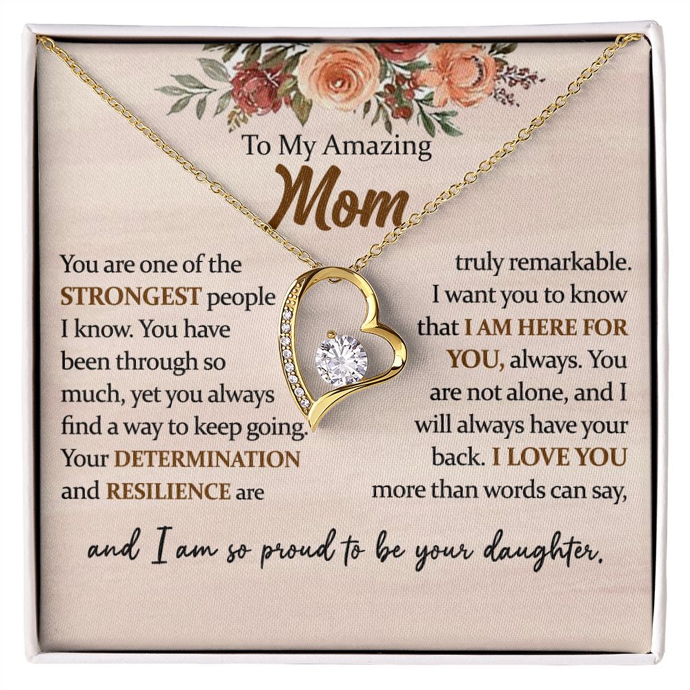 To My Amazing Mom Heart Necklace