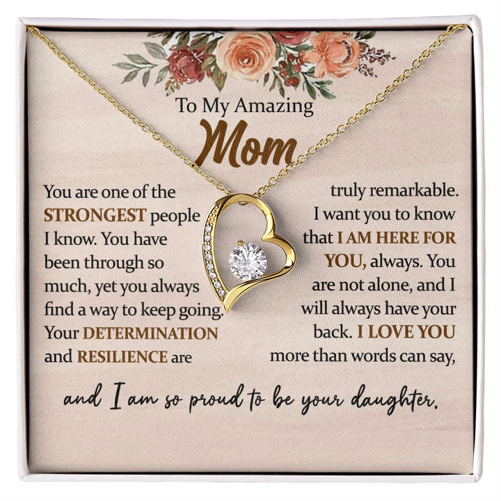 To My Amazing Mom Heart Necklace