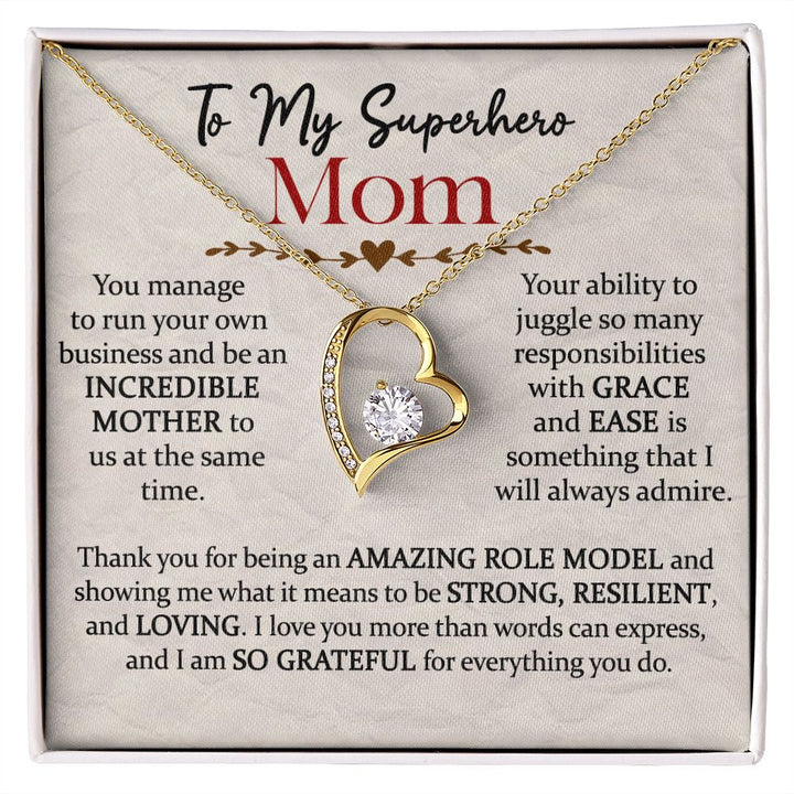 Superhero Mom Heart Necklace Gift