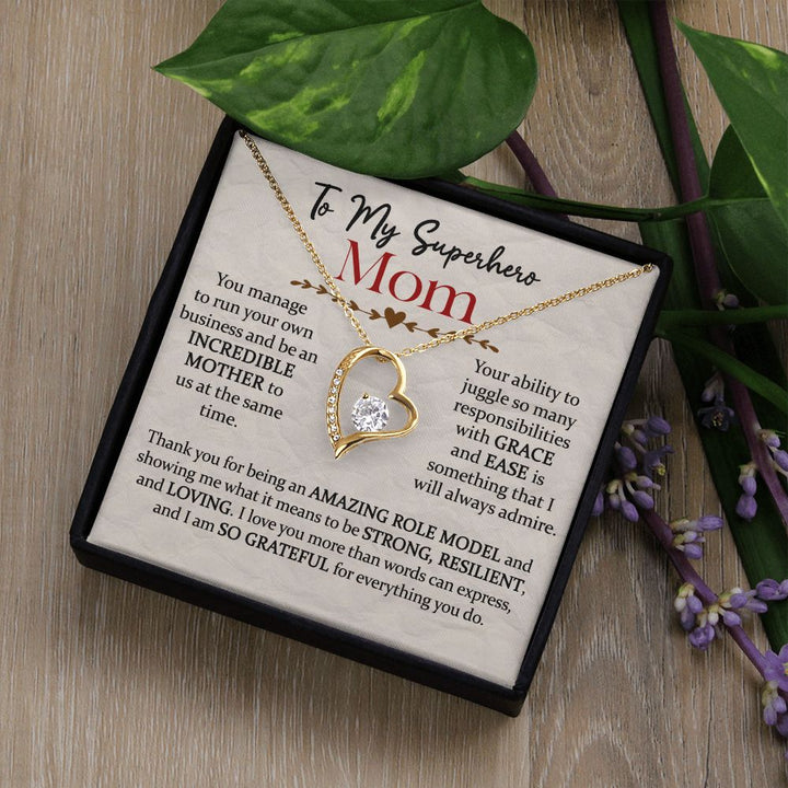 Superhero Mom Heart Necklace Gift