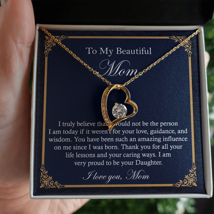 Heart Necklace Gift for Beautiful Mom