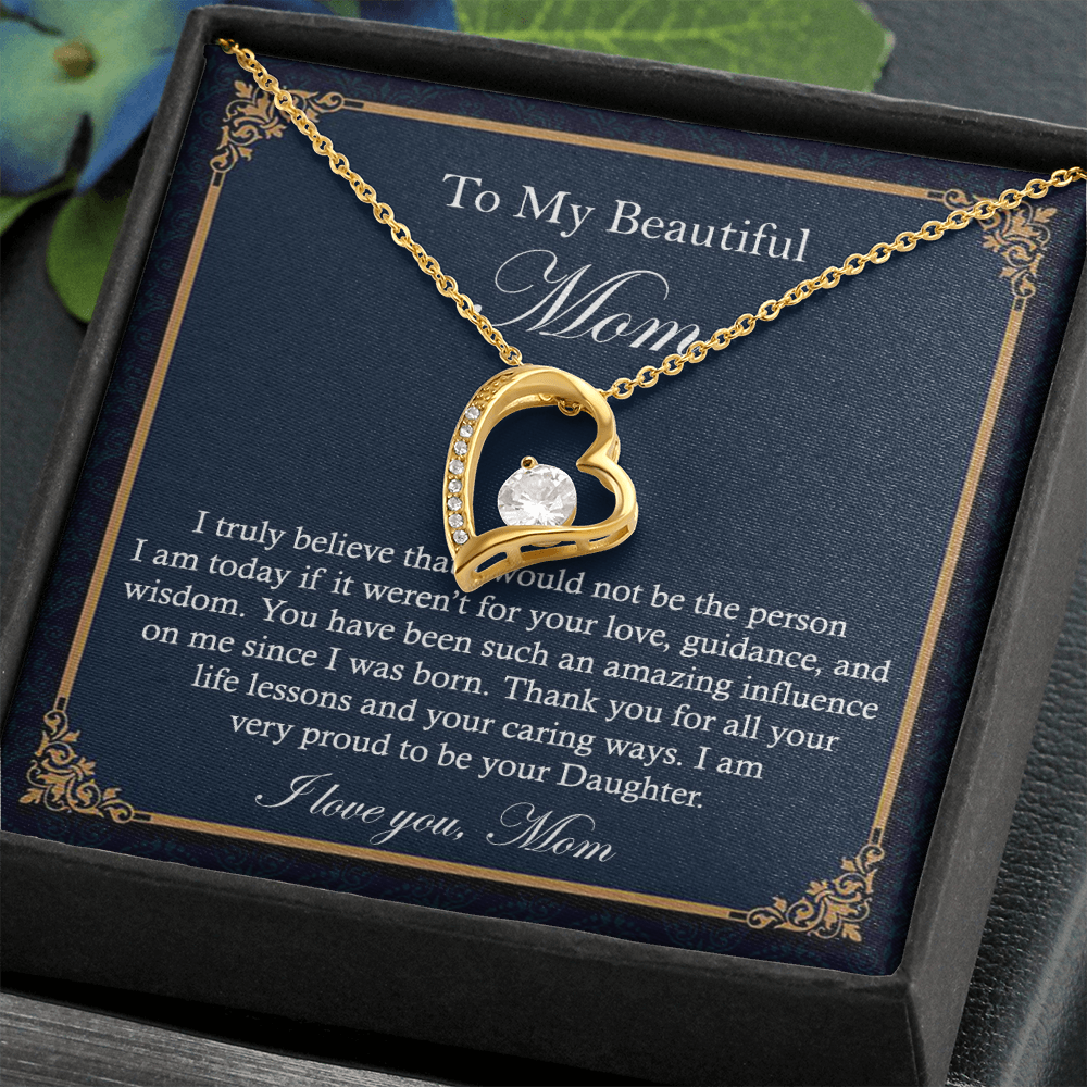 Heart Necklace Gift for Beautiful Mom