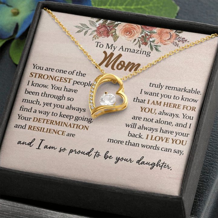 To My Amazing Mom Heart Necklace