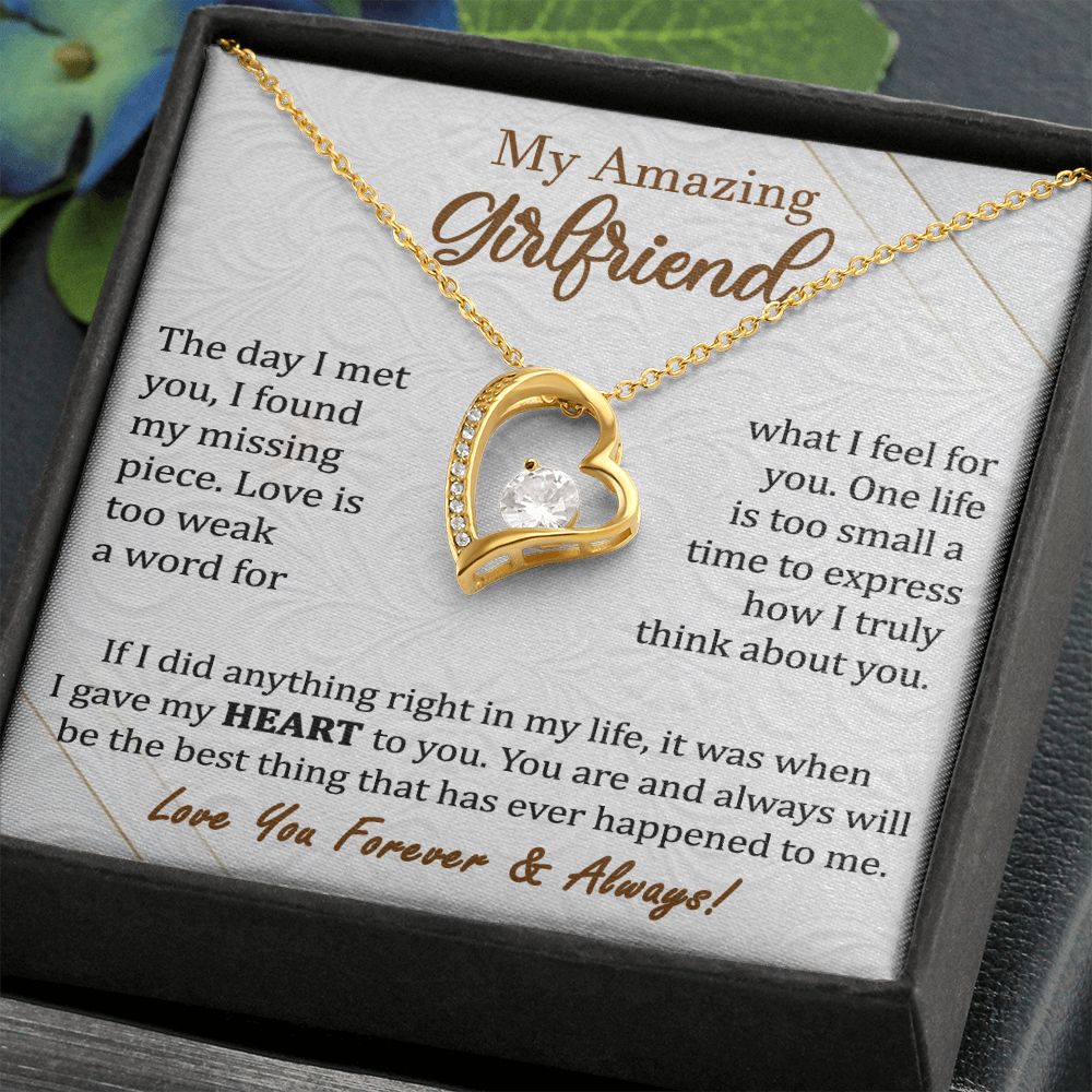 Heart Necklace Gift for Amazing Girlfriend