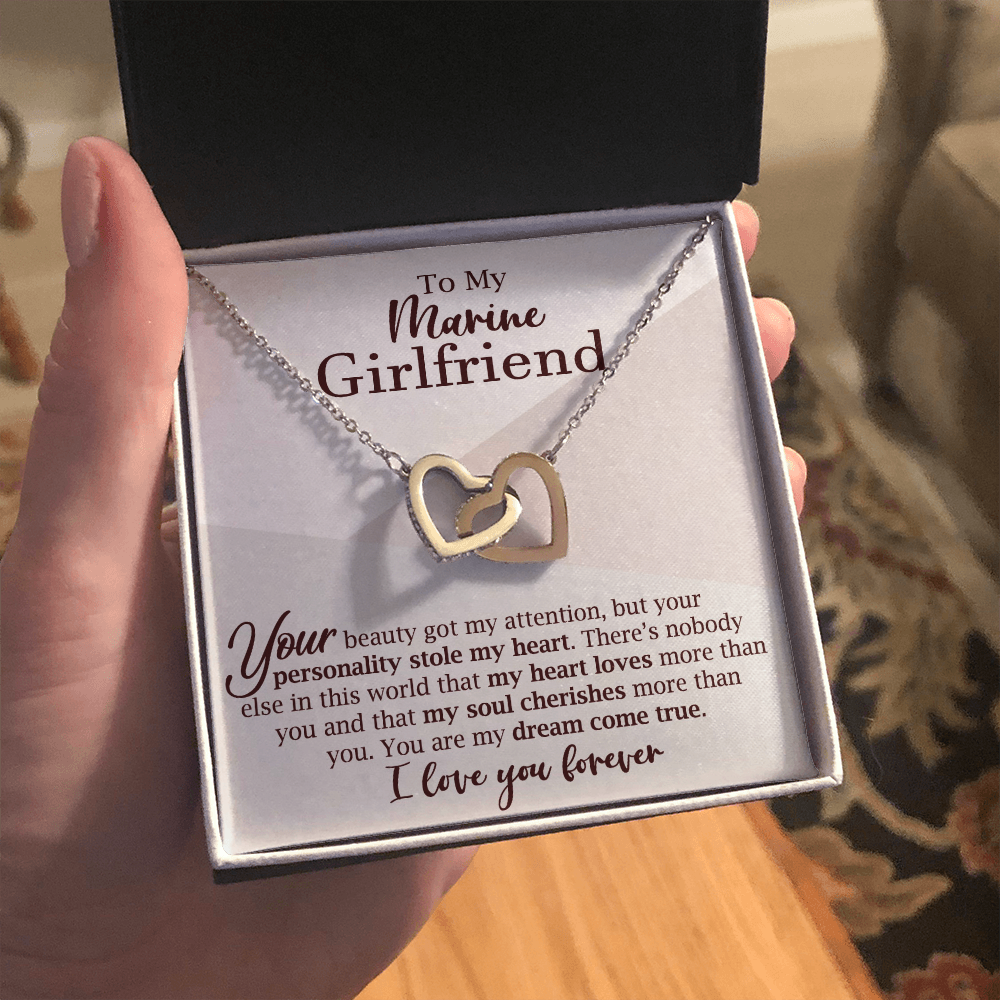 Marine Girlfriend Interlocking Hearts Necklace Gift